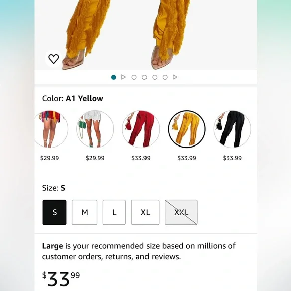 Women Summer Casual Colorful Tassels Fringe Long/Shorts High Waist Pants - Picture 2 of 7